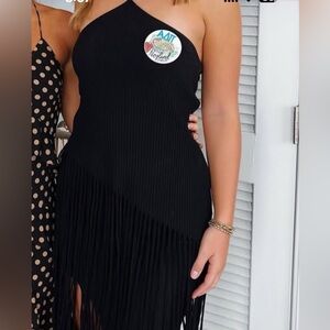 Zara Black Asymmetrical Halter Sheath Dress